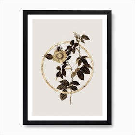Gold Ring Big Flowered Dog Rose Glitter Botanical Illustration n.0093 Art Print