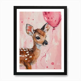 Cute Deer 2 With Balloon Art Print