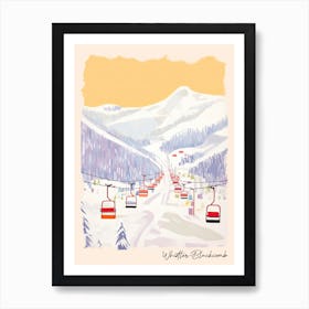 Poster Of Whistler Blackcomb   British Columbia, Canada, Ski Resort Pastel Colours Illustration 1 Art Print