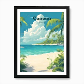 Cancun Mexico Vintage Beach Vacation Travel Art Illustration Art Print