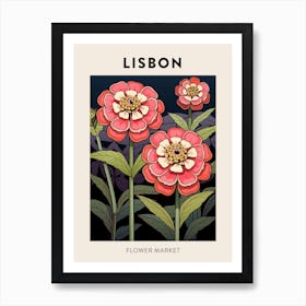 Lisbon Portugal Botanical Flower Market Poster Art Print