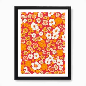 Nasturtium Floral Print Retro Pattern2 Flower Art Print