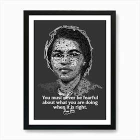 Rosa Parks American Activist in Sribble art Illustration Art Print