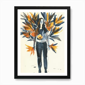 Woman With Flowers 14 Art Print