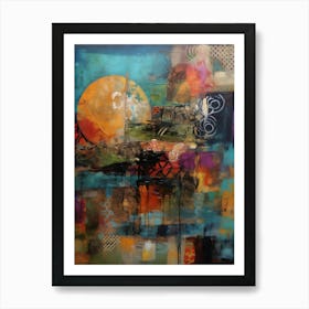 Nature, Abstract Collage In Pantone Monoprint Splashed Colors Art Print