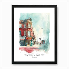 Waltham Forest London Borough   Street Watercolour 1 Poster Art Print