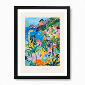 Dinosaur By The Amalfi Coast Painting 2 Poster Art Print