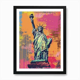 Statue Of Liberty New York Colourful Silkscreen Illustration 4 Art Print