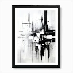Connection Abstract Black And White 3 Art Print