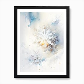 White, Snowflakes, Storybook Watercolours 2 Art Print