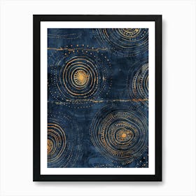 Blue And Gold Swirls 4 Art Print