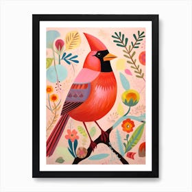 Pink Scandi Cardinal 3 Art Print