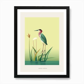 Minimalist Green Heron 1 Bird Poster Art Print