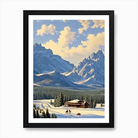 Jackson Hole, Usa Ski Resort Vintage Landscape 1 Skiing Poster Art Print