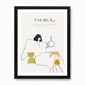 Taurus Zodiac Sign One Line Art Print