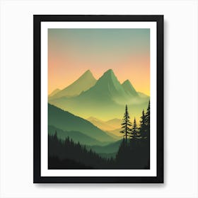 Misty Mountains Vertical Composition In Green Tone 74 Art Print