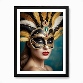 A Woman In A Carnival Mask (30) Art Print