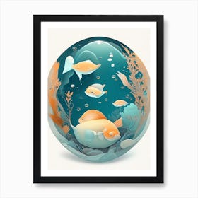 Pisces Kawaii Kids Space Art Print