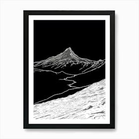 Cadair Idris Mountain Line Drawing 4 Art Print