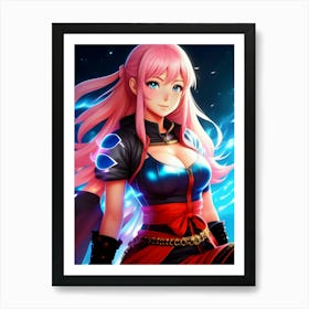 Anime Girl With Pink Hair 1 Art Print