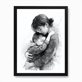 Mother And Son Hugging Art Print