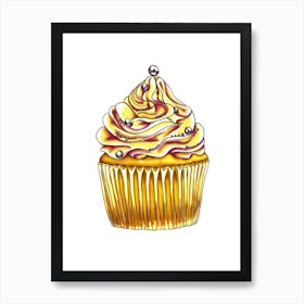 Yellow Cupcake Art Print