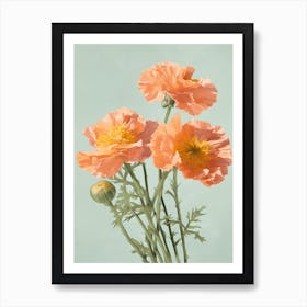 Marigold Flowers Acrylic Painting In Pastel Colours 4 Art Print