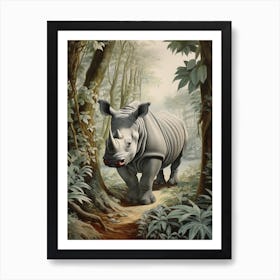 Rhino Realistic Illustration 4 Art Print