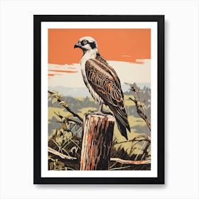 Vintage Bird Linocut Osprey 1 Art Print