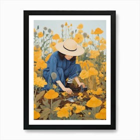 Girl In A Yellow Field Art Print