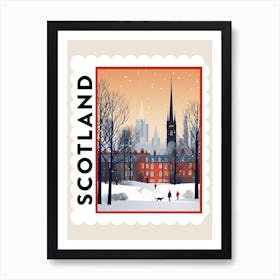 Retro Winter Stamp Poster Glasgow United Kingdom 2 Art Print