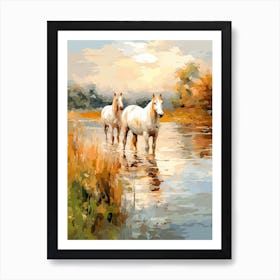 Horses Painting In Lake District, England 2 Art Print