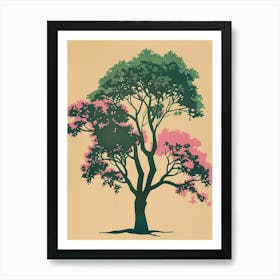 Paulownia Tree Colourful Illustration 3 Art Print