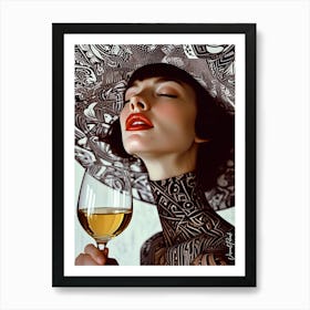 Abstract Model With A Glass Of Wine Art Print