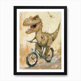 Dinosaur On A Bike Painting 3 Art Print