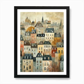 Kitsch Paris Cityscape Brushstroke 1 Art Print