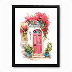 Athens, Greece   Mediterranean Doors Watercolour Painting 3 Art Print