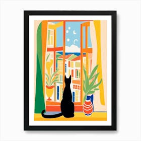 Cat Looking Out The Window Style Henri Matisse Art Print