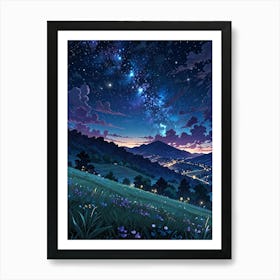 Night Sky Anime aesthetic 7 Art Print