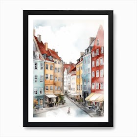 Nyhavn Copenhagen Neighborhood Watercolour 4 Art Print