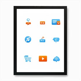 Blue And Orange Icons Art Print