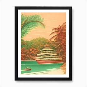 Mactan Island Philippines Vintage Sketch Tropical Destination Art Print