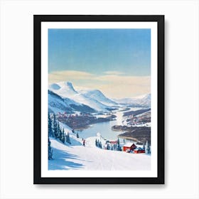 Hemsedal, Norway Vintage Skiing Poster Art Print