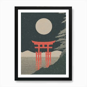 Torii Gate Of Itsukushima Shrine Ukiyo-E Style 1 Art Print