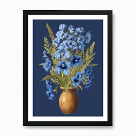 Blue Flowers In A Vase 3 Art Print