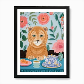 Animals Having Tea   Lion 6 Art Print