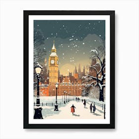 Winter Travel Night Illustration London United Kingdom 2 Art Print