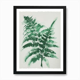 Green Ink Painting Of A Button Fern 4 Art Print