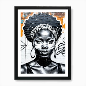 Vintage Graffiti Mural Of Beautiful Black Woman 142 Art Print