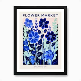 Blue Flower Market Poster Delphinium 3 Art Print